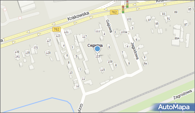 Kielce, Krakowska, 113, mapa Kielc