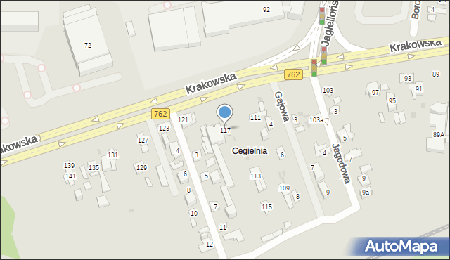 Kielce, Krakowska, 117, mapa Kielc