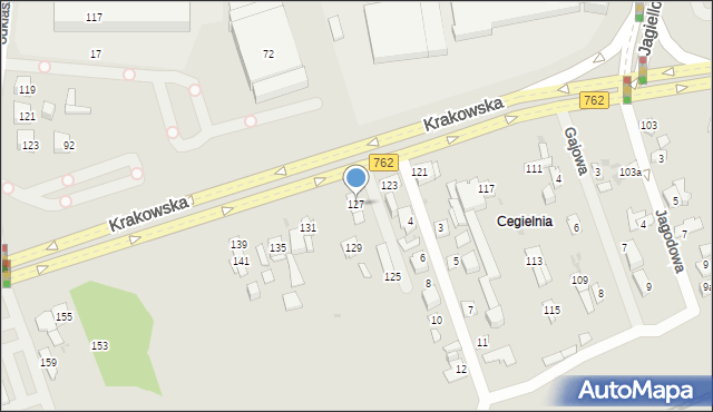 Kielce, Krakowska, 127, mapa Kielc