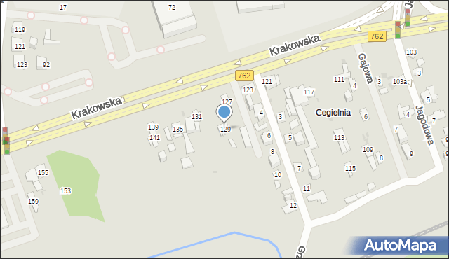 Kielce, Krakowska, 129, mapa Kielc