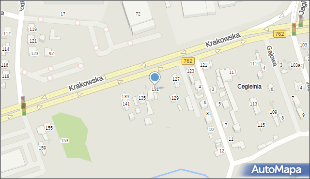 Kielce, Krakowska, 131, mapa Kielc