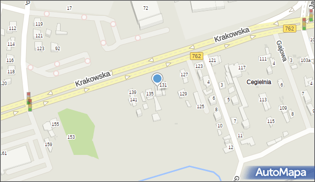 Kielce, Krakowska, 133, mapa Kielc