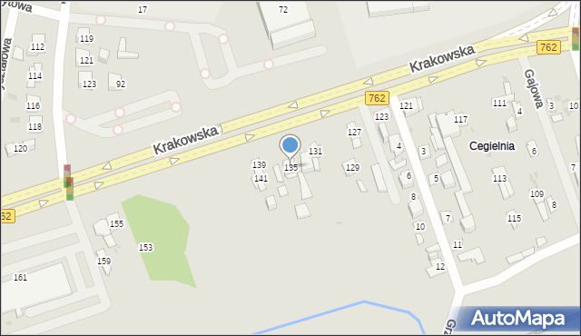 Kielce, Krakowska, 135, mapa Kielc