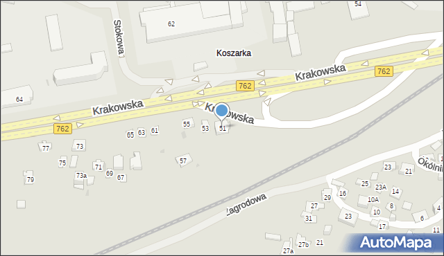 Kielce, Krakowska, 51, mapa Kielc