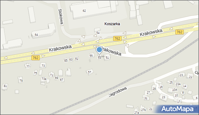 Kielce, Krakowska, 53, mapa Kielc