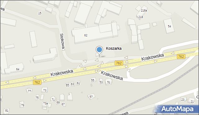 Kielce, Krakowska, 54, mapa Kielc