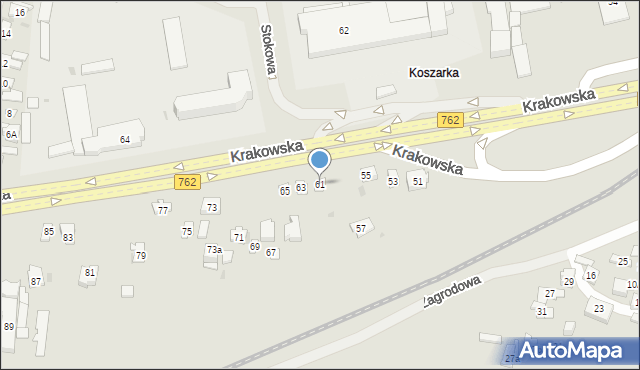 Kielce, Krakowska, 61, mapa Kielc