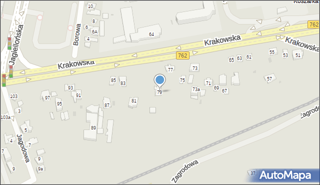 Kielce, Krakowska, 79, mapa Kielc