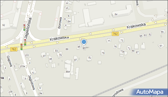 Kielce, Krakowska, 83, mapa Kielc