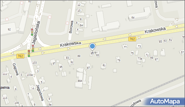 Kielce, Krakowska, 85, mapa Kielc