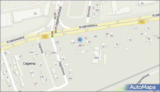 Kielce, Krakowska, 95, mapa Kielc