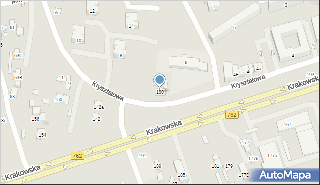 Kielce, Krakowska, 130, mapa Kielc