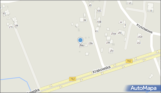Kielce, Krakowska, 158a, mapa Kielc