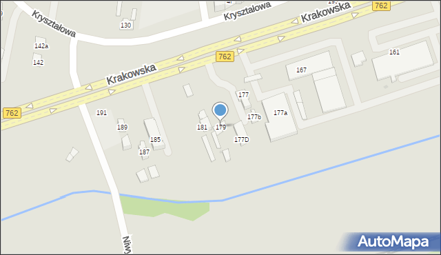 Kielce, Krakowska, 179, mapa Kielc