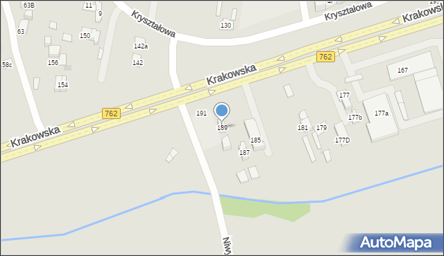 Kielce, Krakowska, 189, mapa Kielc