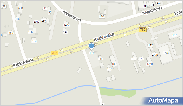 Kielce, Krakowska, 191, mapa Kielc