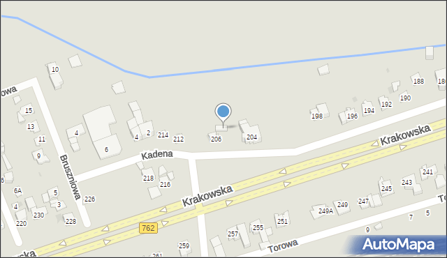 Kielce, Krakowska, 206A, mapa Kielc