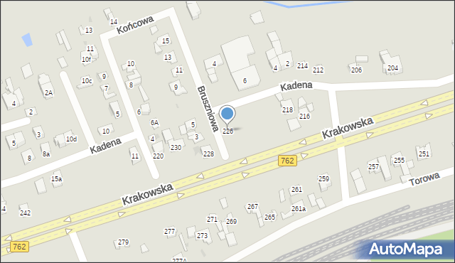 Kielce, Krakowska, 226, mapa Kielc