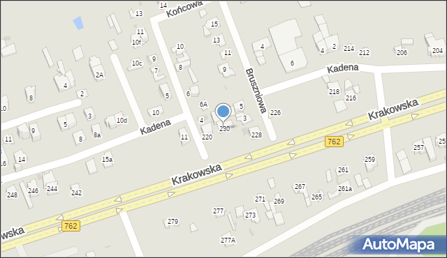 Kielce, Krakowska, 230, mapa Kielc