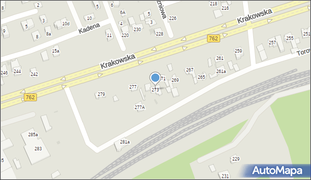 Kielce, Krakowska, 273, mapa Kielc