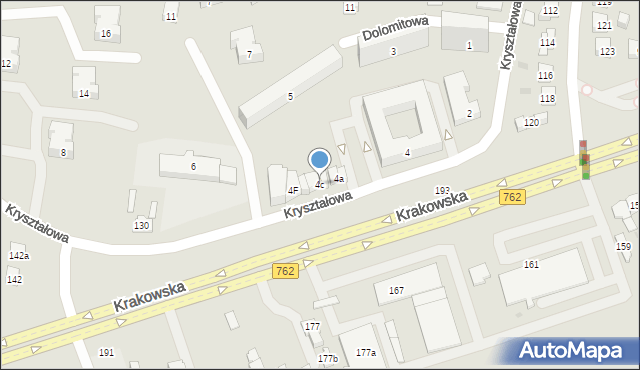 Kielce, Kryształowa, 4c, mapa Kielc