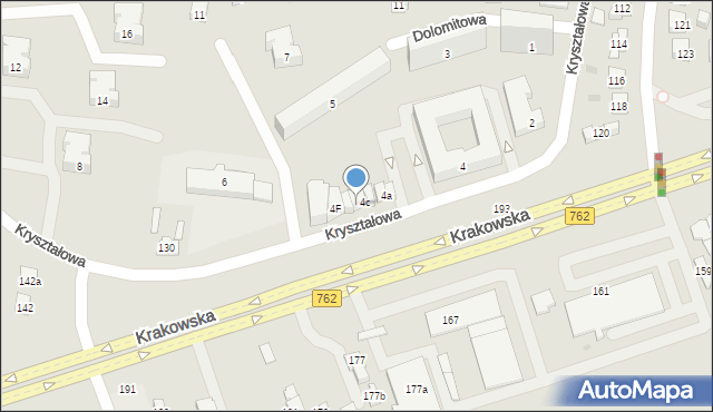 Kielce, Kryształowa, 4d, mapa Kielc