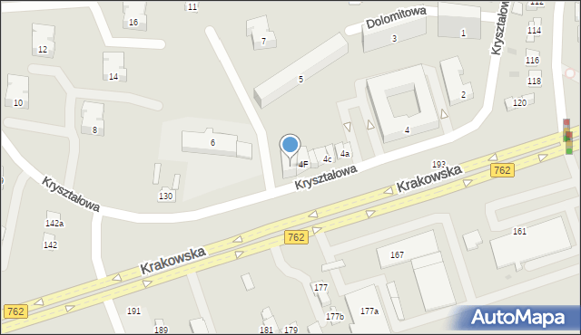 Kielce, Kryształowa, 4g, mapa Kielc
