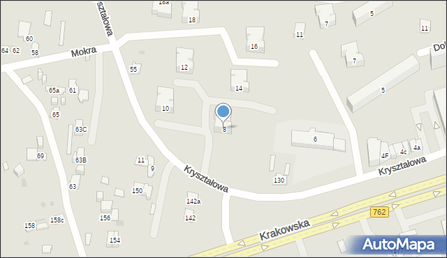 Kielce, Kryształowa, 8, mapa Kielc