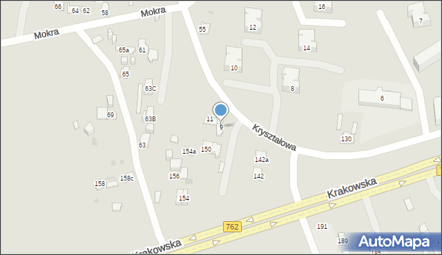 Kielce, Kryształowa, 9, mapa Kielc