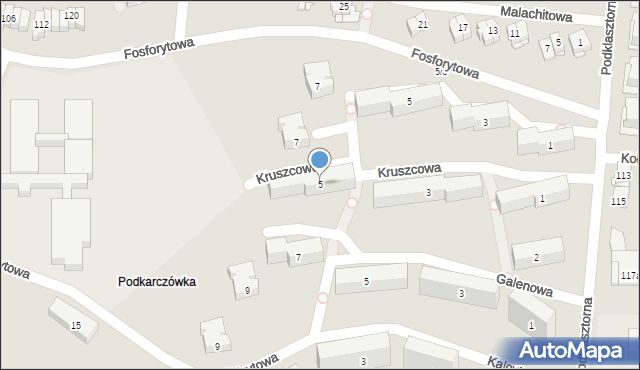 Kielce, Kruszcowa, 5, mapa Kielc