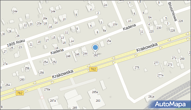 Kielce, Krakowska, 242, mapa Kielc