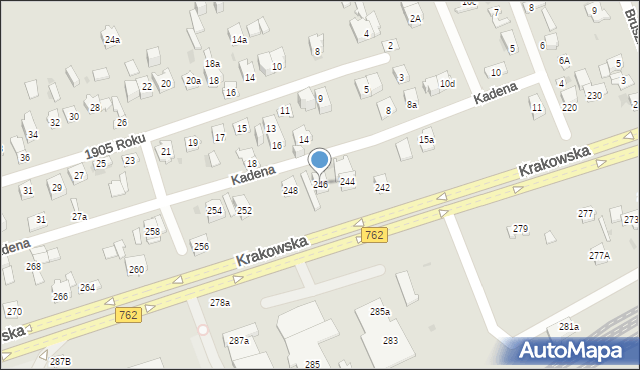 Kielce, Krakowska, 246, mapa Kielc