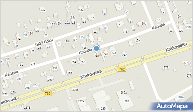 Kielce, Krakowska, 248, mapa Kielc