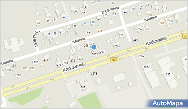 Kielce, Krakowska, 266, mapa Kielc