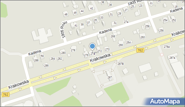 Kielce, Krakowska, 274, mapa Kielc