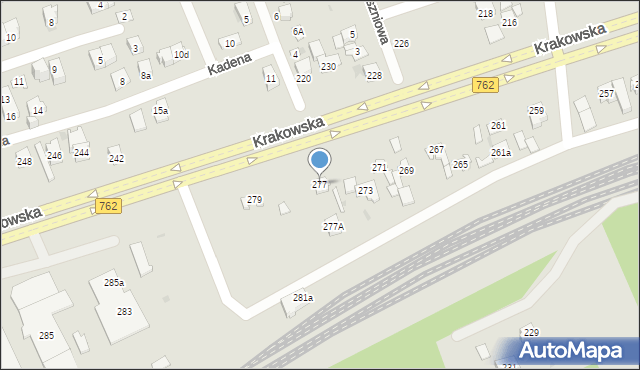 Kielce, Krakowska, 277, mapa Kielc