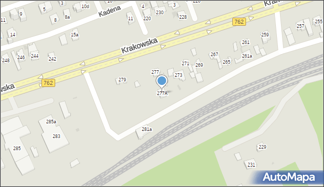 Kielce, Krakowska, 277A, mapa Kielc