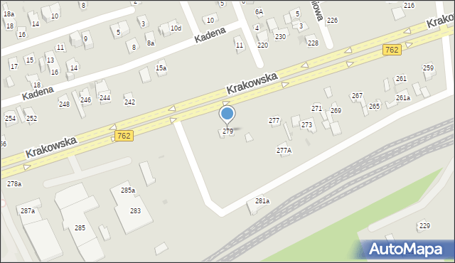 Kielce, Krakowska, 279, mapa Kielc