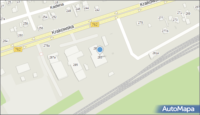 Kielce, Krakowska, 283, mapa Kielc