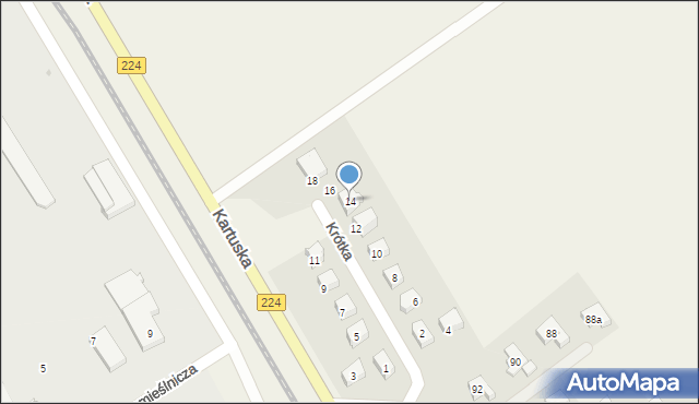 Kiełpino, Krótka, 14, mapa Kiełpino