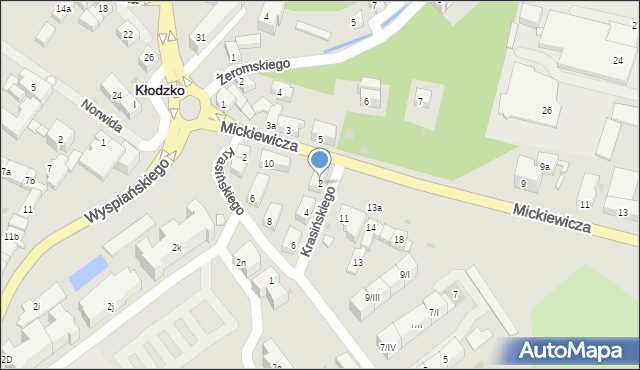 Kłodzko, Krasińskiego Zygmunta, 2, mapa Kłodzka