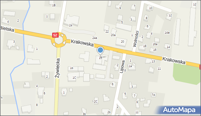 Kobiernice, Krakowska, 15, mapa Kobiernice