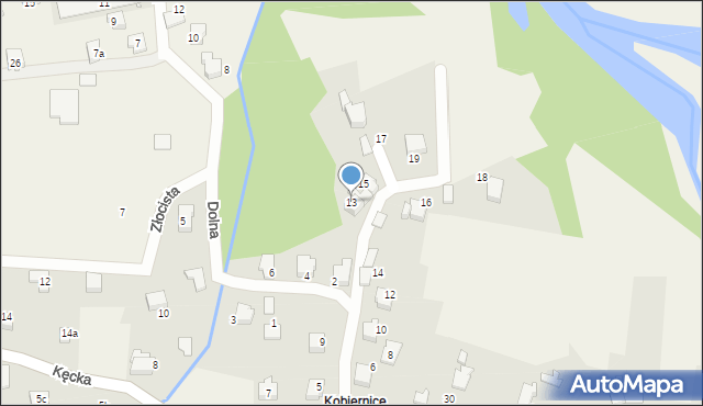 Kobiernice, Krańcowa, 13, mapa Kobiernice