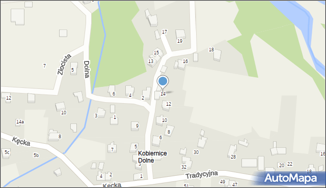 Kobiernice, Krańcowa, 14, mapa Kobiernice