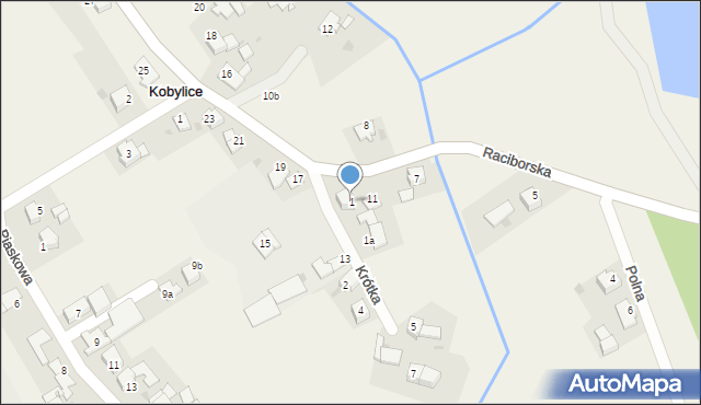 Kobylice, Krótka, 1, mapa Kobylice