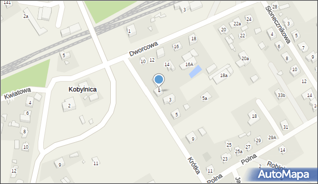 Kobylnica, Krótka, 1A, mapa Kobylnica