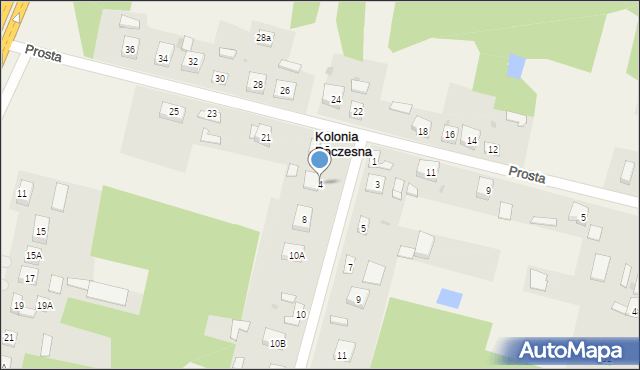 Kolonia Poczesna, Krótka, 4, mapa Kolonia Poczesna