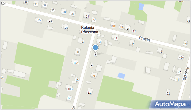 Kolonia Poczesna, Krótka, 5, mapa Kolonia Poczesna