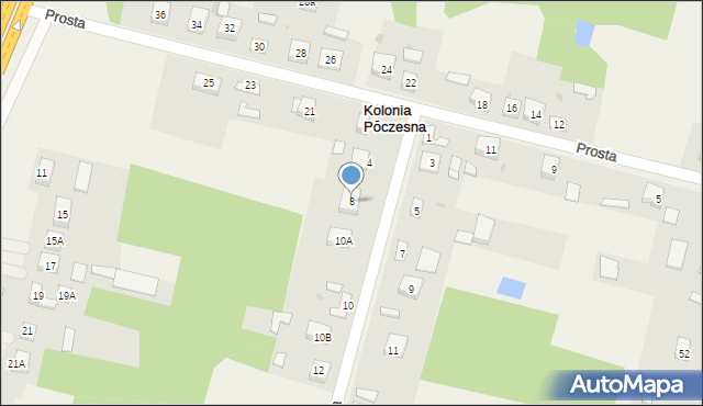 Kolonia Poczesna, Krótka, 8, mapa Kolonia Poczesna