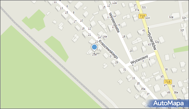 Koluszki, Kraszewskiego, 25a, mapa Koluszki